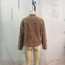 Load image into Gallery viewer, Women’s Corduroy Sequin Football Jacket PREORDER
